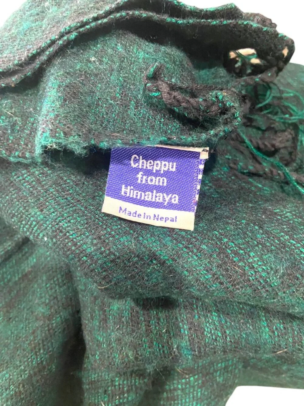 Cheppu From Himalaya Made In Nepal Blanket Scarf Green One Size Boho Coastal